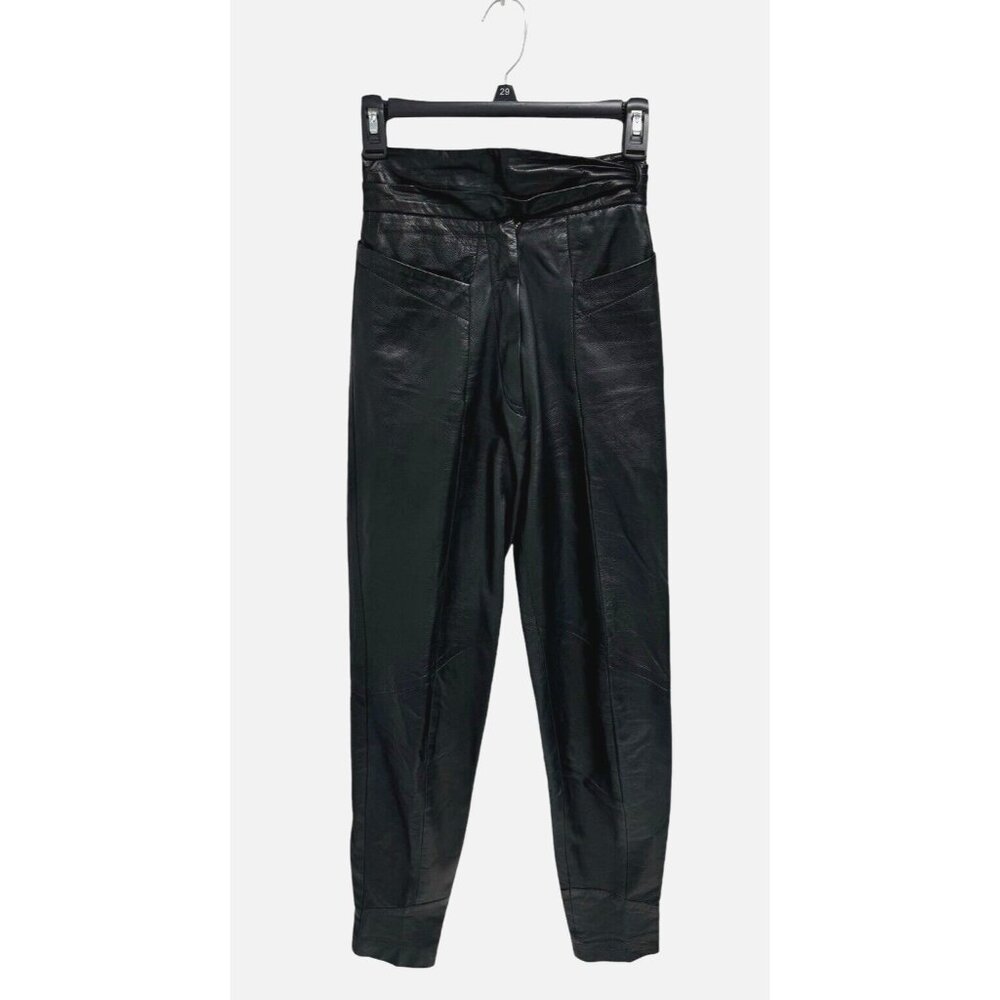 Carol Mcclellan Pelle Italia women's leather pant black high waist size 2/4